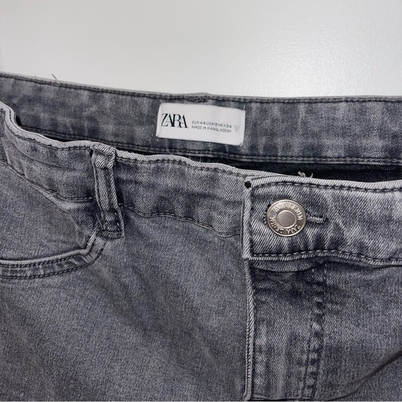Zara High Waisted Skinny Deconstructed Grey Jeans - Picture 6 of 6